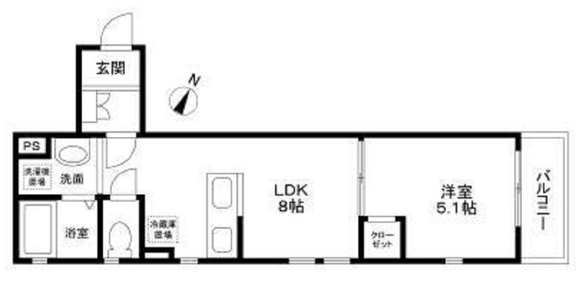 フォレストメゾン雪が谷の間取り|南東角部屋の1LDK