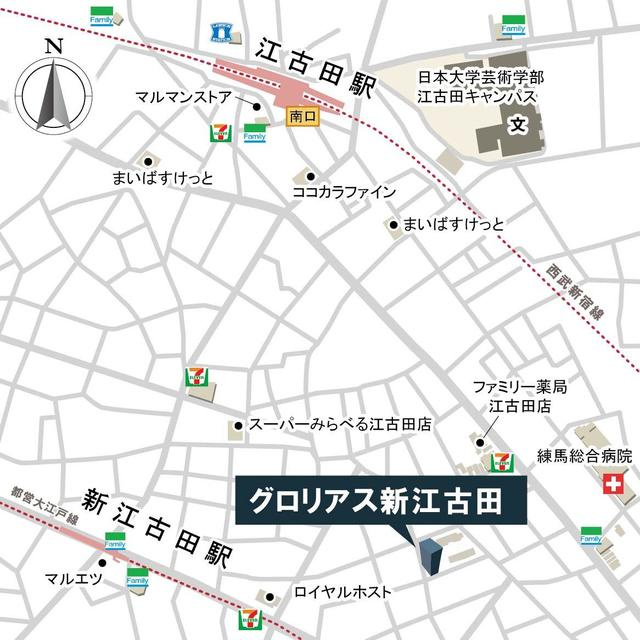 グロリアス新江古田の地図