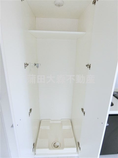 PREMIUM CUBEプレミアムキューブ大森の設備|棚と扉付きの室内洗濯機置き場