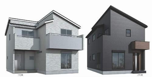 【外観パース】 | 【仲介手数料０円】相模原市南区相武台1丁目　新築一戸建て　全2棟 | 相模原市南区相武台1丁目　新築一戸建て　全2棟