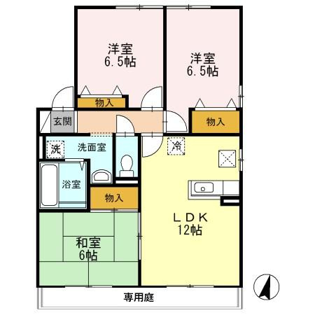 メルベーユ富の原C棟の間取り