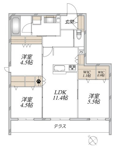 【間取り】 | (仮称）川口市飯原町メゾン　南棟 | 生活しやすい間取のお部屋です