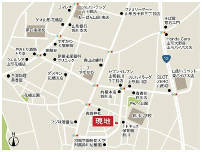 【地図】 | LIGARE　山形市鈴川２丁目１期　１号棟