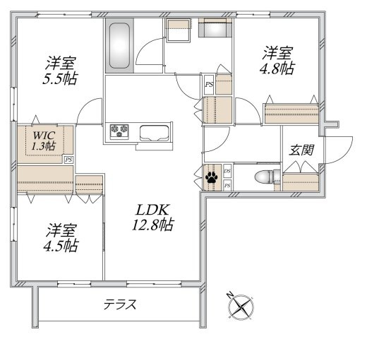 【間取り】 | (仮称）川口市飯原町メゾン　南棟 | 生活しやすい間取のお部屋です