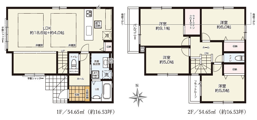 練馬区谷原6丁目　駐車2台可×ZEH水準　大型ハイグレード住宅　限定1棟の間取り|4LDK+WIC　土地面積109.42m2　建物面積109.30m2