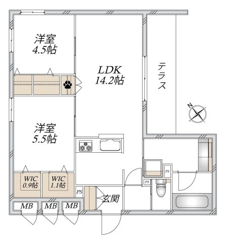 【間取り】 | (仮称）川口市飯原町メゾン　南棟 | 生活しやすい間取のお部屋です