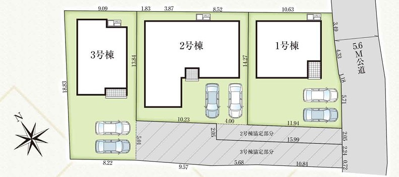 【新築戸建】　いわき市仁井田町　全3棟　【長期優良住宅】の区画図|区画図です。ご参照下さい。