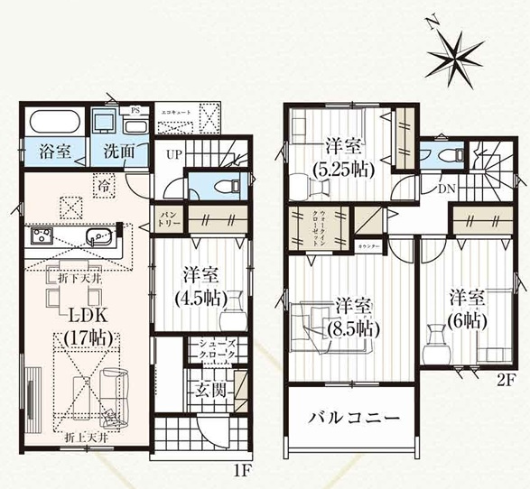 【新築戸建】　いわき市仁井田町　全3棟　【長期優良住宅】の間取り|3号棟の間取り図です。ご参照ください。