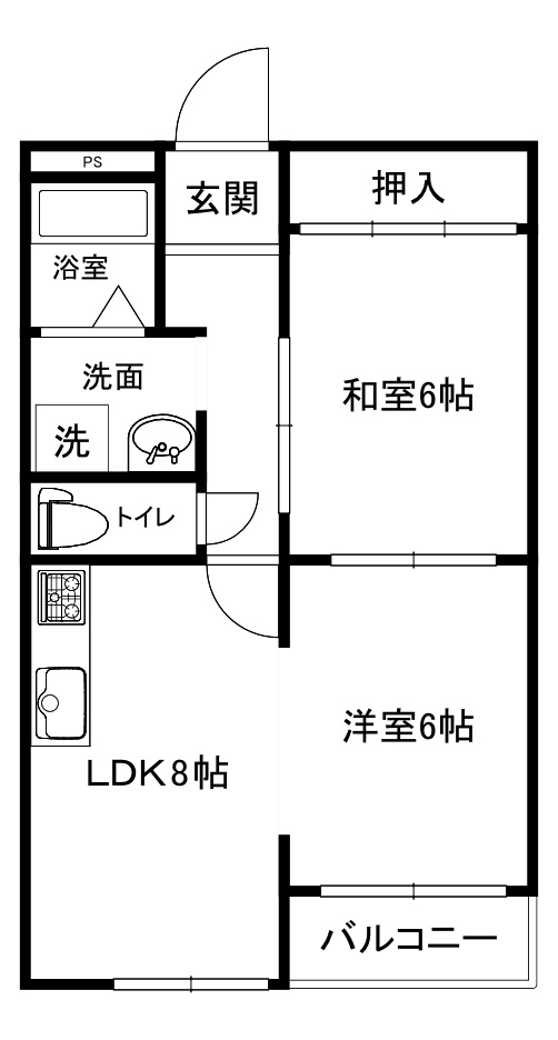 大阪市中央区谷町６丁目の賃貸マンションの間取り