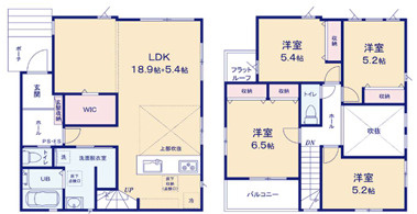 糟屋郡篠栗町５期　１号棟の間取り