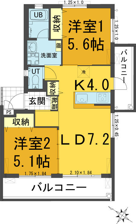 ツインハウスⅡの区画図