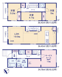 福岡市東区筥松１期　３号棟の間取り