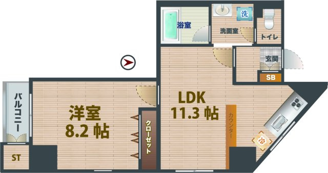 【間取り】 | シェル中野弥生町 | 1LDKのお部屋です。
