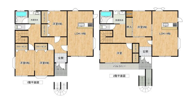 オレンジランド2世帯戸建ての間取り