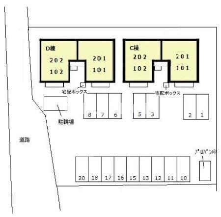 スリーゼ　Ｃの区画図|当社、チルホームのHPもご覧ください(^^)/物件情報多数♪