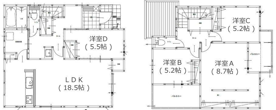 福岡市博多区浦田１丁目１２期　１号棟の間取り