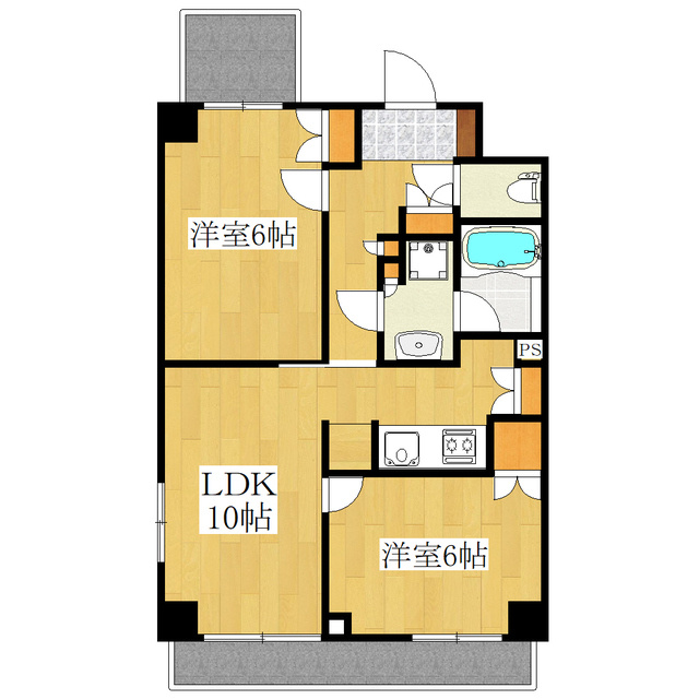 ルーブル東十条弐番館の間取り|オールフローリングの２ＬＤＫ