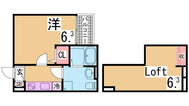 神戸市須磨区中島町３丁目のアパートの間取り