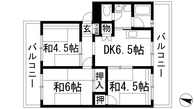 【間取り】 | 厚生年金住宅西野団地1号棟
