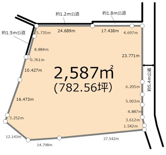 比企郡小川町木部　土地782坪の土地図