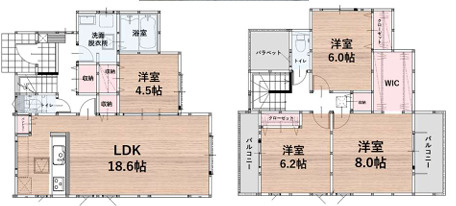 糟屋郡粕屋町内橋東１丁目３期　２号棟の間取り