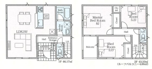 【Cradle garden】真岡市荒町 第13 全1棟の間取り|〇1号棟〇
3LDK+カースペース2台