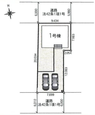 【Cradle garden】真岡市荒町 第13 全1棟の区画図