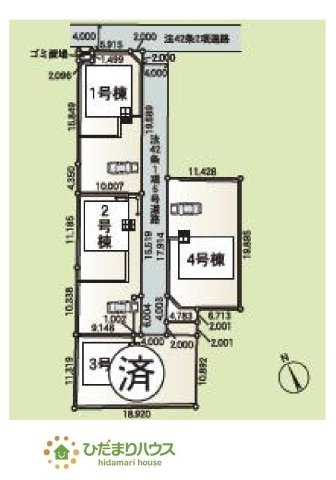 【区画図】 | ひたちなか市津田第3　新築戸建　2号棟 | 整備された駐車場で、マイカーを気兼ねなく洗車できますね