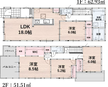 糟屋郡粕屋町内橋東１丁目３期　５号棟の間取り