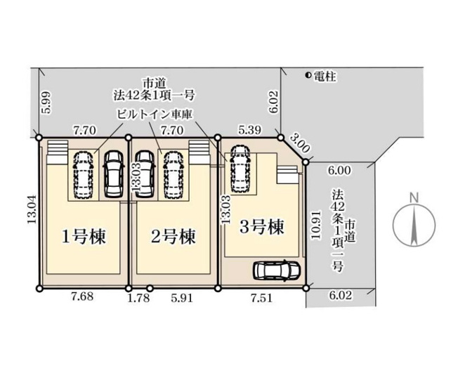 【区画図】 | 春日市一の谷4丁目　1号棟（全3棟）【仲介手数料無料・0円】 | 区画図です。1号棟