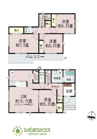 【間取り】 | ひたちなか市津田2020番　新築戸建　B号棟 | コミュニケーションの取りやすい対面キッチン。