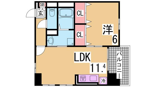 神戸市長田区西尻池町２丁目の賃貸マンションの間取り