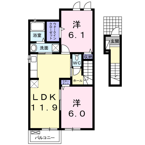 シャローム　中学校通りの間取り