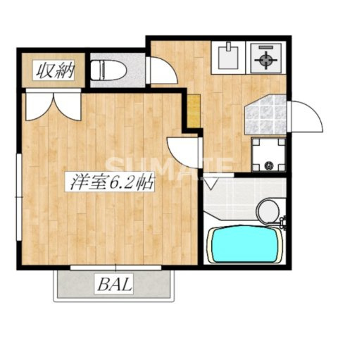 メゾンド・カワラブキの間取り|2面採光の角部屋です
