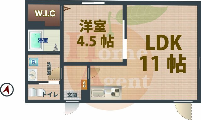 【間取り】 | Stellar上高田 | 1LDKのお部屋です。
