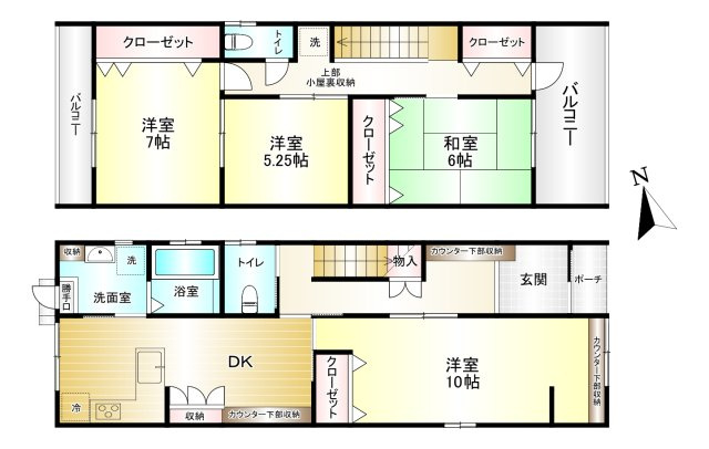 大和高田市本郷町の間取り|4LDK 土地面積:76.91㎡　建物面積：108.06㎡　