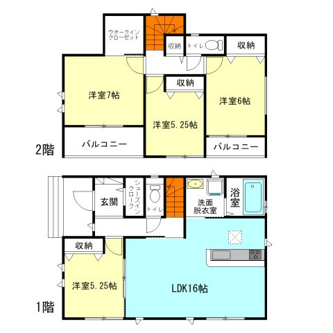 【間取り】 | ハートフルタウン前橋市六供町1丁目33ー① | 全居室南向き+モダンな洋室仕様！
シューズインクローク完備！