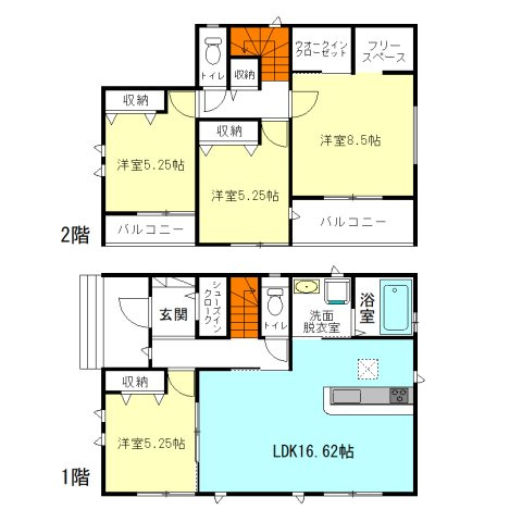【間取り】 | ハートフルタウン前橋市南町2丁目11ー① | 全居室南向き＋モダンな洋室仕様の間取り！