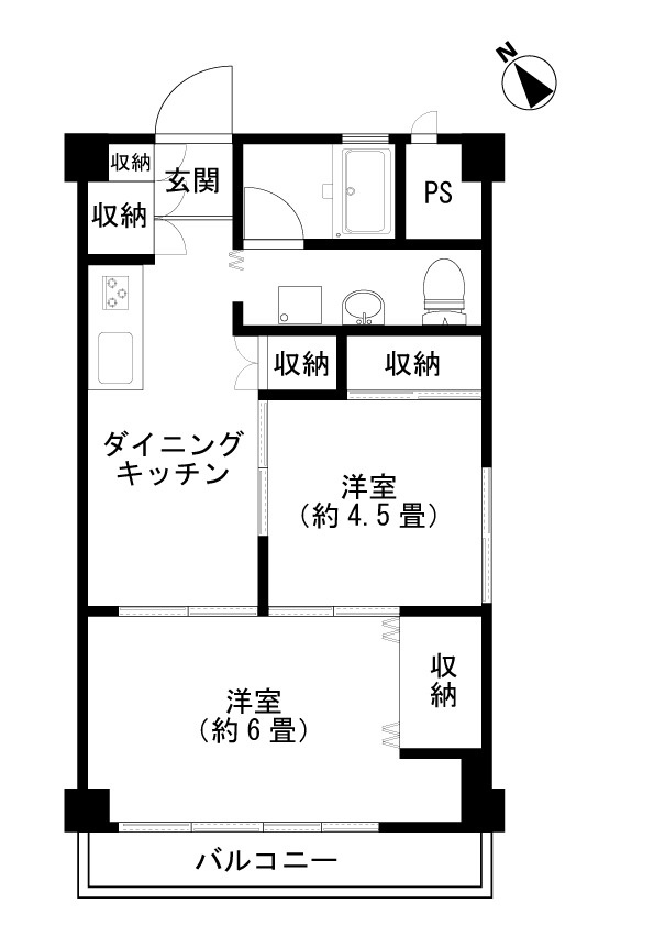 むさしのコーポ5階の間取り