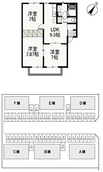 【間取り】 | ミルグレース大福 E