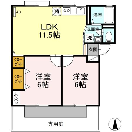 【間取り】 | グレースハイツ　B棟