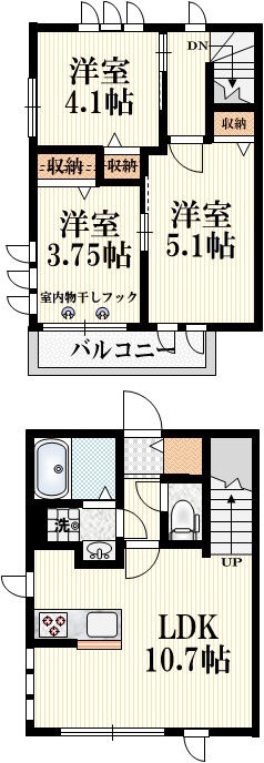 リヴィエール　下井草の間取り|★メゾネットタイプ★３方向角部屋★