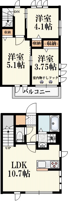 リヴィエール　下井草の間取り|★メゾネットタイプ★３方向角部屋★