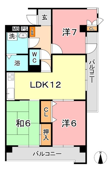 【間取り】 | 厚生町クラウンズマンション