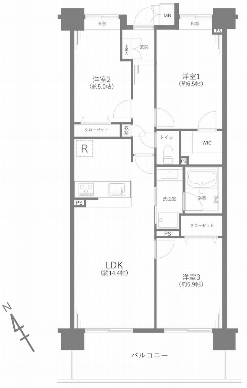 コスモ平井南リバータウンの間取り|3LDK 専有面積70.50m2 バルコニー面積12.00m2
ウォークインクローゼットなど収納力にも優れた使いやすい間取り設計です