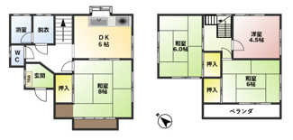 【間取り】 | 入間市下藤沢2丁目 | 4DK／土地面積:126.96ｍ2／建物面積:75.35ｍ2