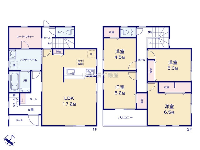 《仲介手数料無料》岩槻区東岩槻６丁目11-24新築一戸建てリーブルガーデンの間取り