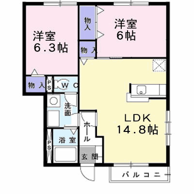 メゾン若葉　Ａの間取り