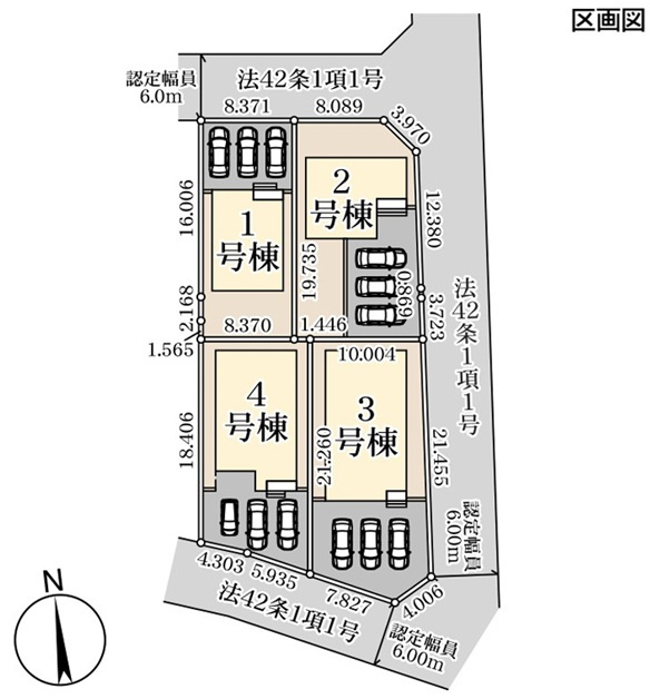 【Livele Garden】　古河市下辺見　第８　全4邸の区画図|全棟配置図