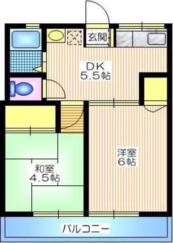 マグノリアＨＯＵＳＥの間取り|南面に居室が２部屋並ぶ明るい振り分けタイプの２ＤＫ